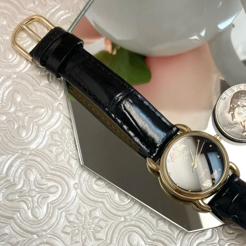 Black Hills Gold Real 12K Gold Leaves on Dial Ladies Watch
